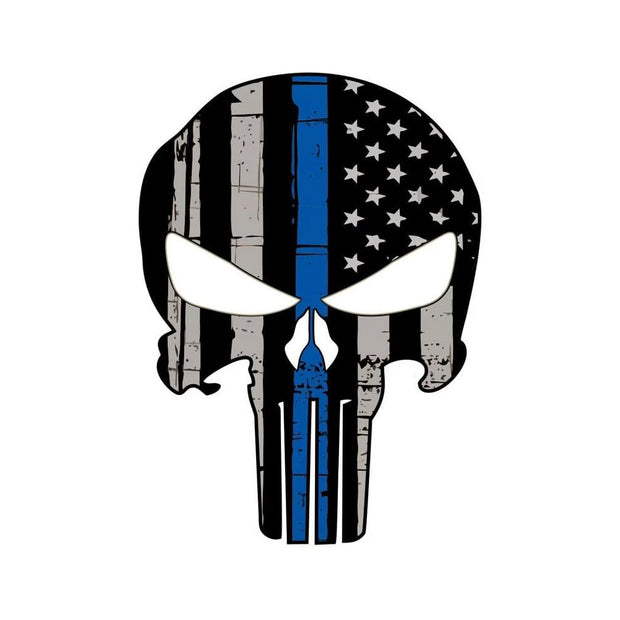 Punisher Skull Blue Line Sticker