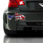 USA Flag Patriots Fishbone Sticker for Car, Boat, Bike and Other Surfaces